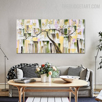 Blooms Tree Artist Handmade Palette Abstract Botanical Artwork on Canvas for Room Wall Molding