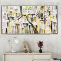 Blooms Tree Colourful 100% Artist Handmade Knife Canvas Abstract Botanical Wall Art for Room Illumination