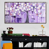 Blossom Tree Handmade Palette Abstract Botanical Artwork on Canvas for Room Wall Equipment