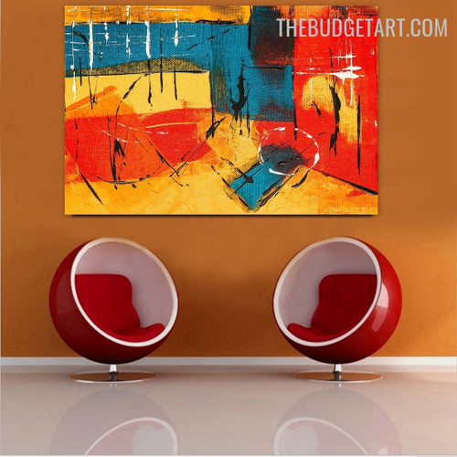 Circular Blobs Abstract Contemporary Handmade Acrylic Canvas Painting Done By Artist for Room Wall Decoration