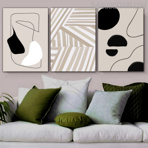 Winding Speckle Abstract Geometric Modern Painting Picture Canvas Print for Room Wall Adornment