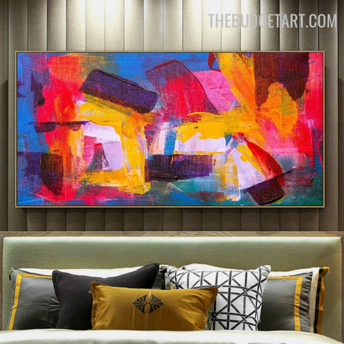 Hued Attaints Colourful Handmade Texture Canvas Modern Abstract Contemporary Wall Art for Room Molding