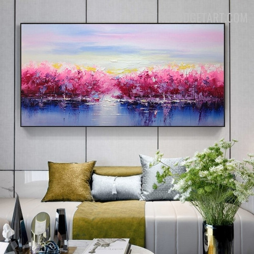 Motley Trees Handmade Abstract Palette Canvas Painting Naturescape Wall Accent Garniture