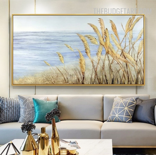 Millets Land Abstract Botanical Handmade Acrylic Canvas Painting for Room Wall Decoration