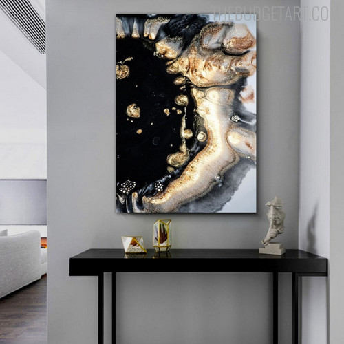 Curved Daub Abstract Marble Modern Painting Picture Canvas Print for Room Wall Getup
