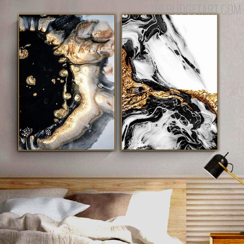 Circuitous Tarnish Abstract Marble Modern Painting Picture Canvas Print for Room Wall Assortment