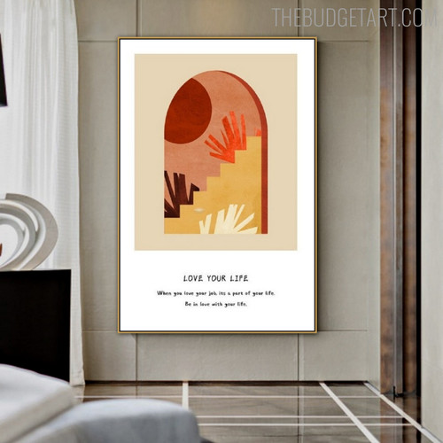 Love Your Life Abstract Geometric Vintage Painting Picture Canvas Print for Room Wall Décor
