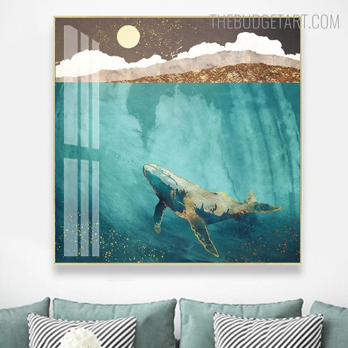 Whale Abstract Animal Modern Painting Picture Canvas Print for Room Wall Décor