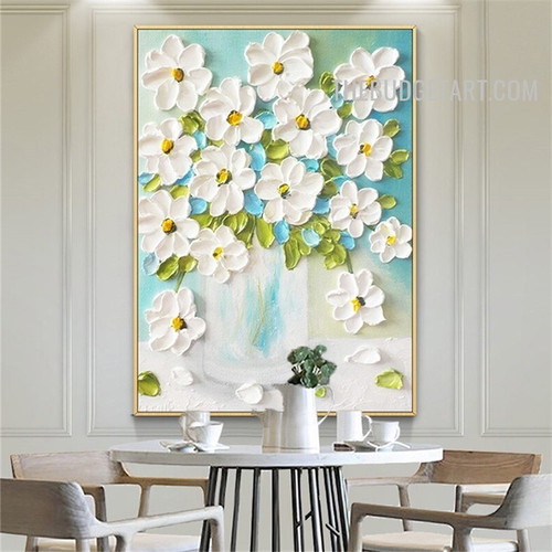 Bloom Foliage Flower Handmade Palette Canvas Abstract Botanical Wall Art for Room Tracery