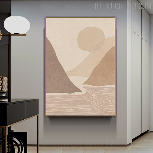 Hillsides Abstract Scandinavian Vintage Painting Picture Canvas Print for Room Wall Finery