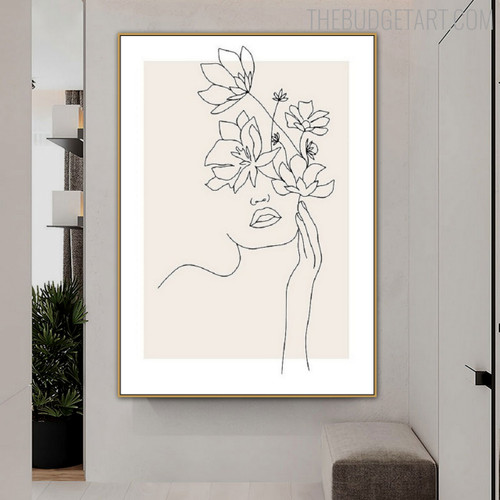 Flowers Female Face Abstract Figure Modern Painting Picture Canvas Print for Room Wall Ornament