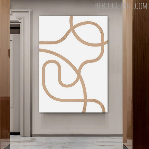 Sinuous Streaks Abstract Geometric Scandinavian Modern Painting Picture Canvas Print for Room Wall Molding