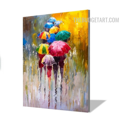 Human Umbrellas Spots Contemporary Handmade Abstract Knife Canvas Painting for Room Wall Assortment