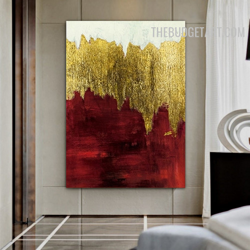 Gold Blobs Handmade Abstract Contemporary Acrylic Canvas Artwork for Room Wall Garnish