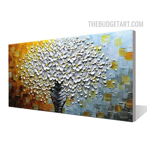 Daffodil Pot Abstract Floral 100% Artist Handmade Palette Canvas Artwork for Room Wall Trimming