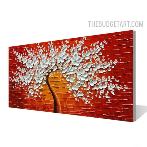 Daffodils Arbor Tree Handmade Abstract Botanical Knife Artwork on Canvas for Room Wall Finery