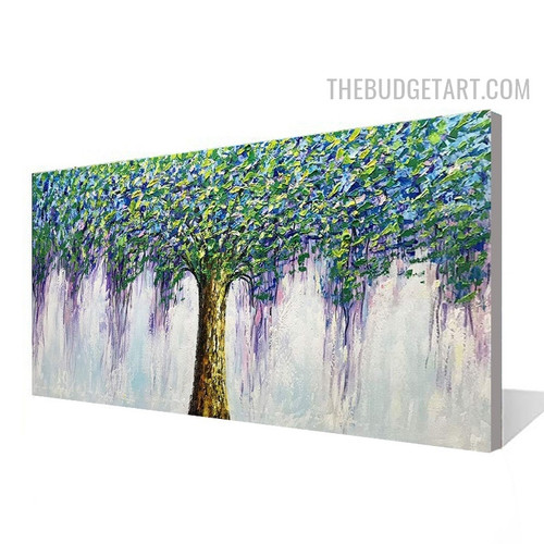 Hued Leaflets Tree Spots Abstract Botanical Handmade Palette Canvas Painting for Room Wall Outfit