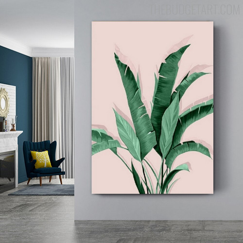 Tropical Green Leaves Abstract Floral Modern Painting Picture Canvas Print for Room Wall Décor