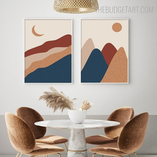 Sun Hillside Abstract Landscape Modern Painting Picture Canvas Print for Room Wall Trimming