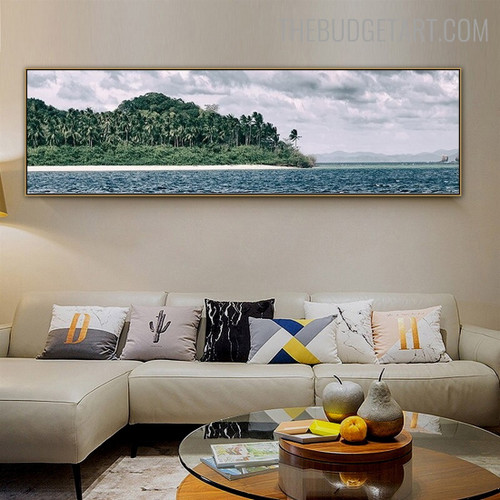 Green Island Naturescape Nordic Painting Image Canvas Print for Room Wall Garniture