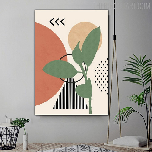 Leaf Orb Abstract Geometric Scandinavian Modern Painting Picture Canvas Print for Room Wall Adornment