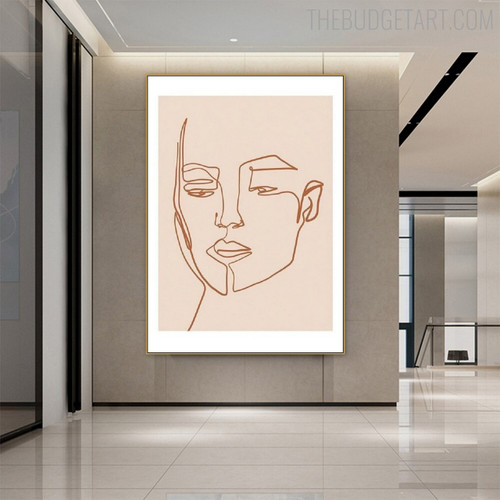 Face Line Abstract Scandinavian Modern Painting Picture Canvas Print for Room Wall Getup