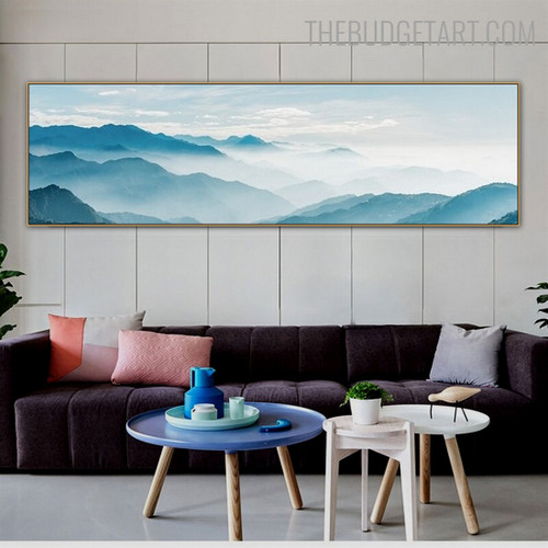 Blue Haze Naturescape Nordic Painting Image Canvas Print for Room Wall Decor