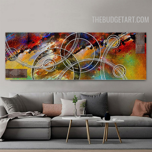 Semi Orb Spots Handmade Abstract Acrylic Canvas Artwork Done By Artist for Room Wall Illumination