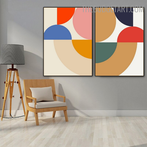 Globular Abstract Minimalist Modern Painting Picture Canvas Print for Room Wall Finery
