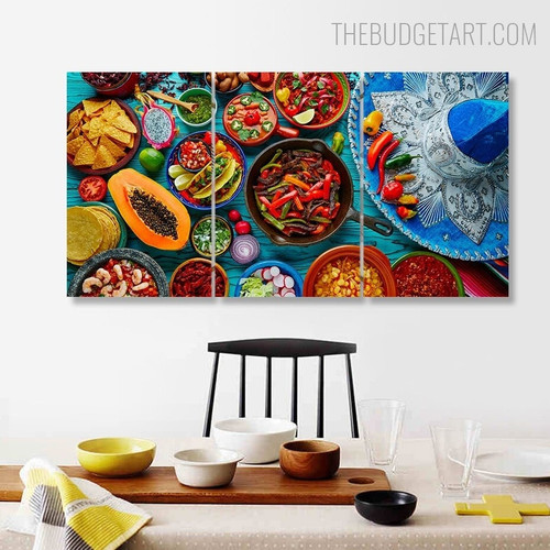 Mix Food Abstract Kitchen Modern Painting Picture Canvas Print for Room Wall Trimming