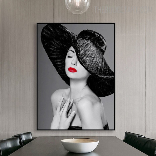 Woman Red Lips Abstract Fashion Modern Painting Picture Canvas Print For Room Wall Drape