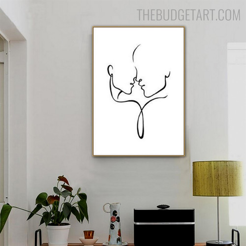 Almost Kiss Abstract Minimalist Scandinavian Artwork Photo Canvas Print for Room Wall Garniture