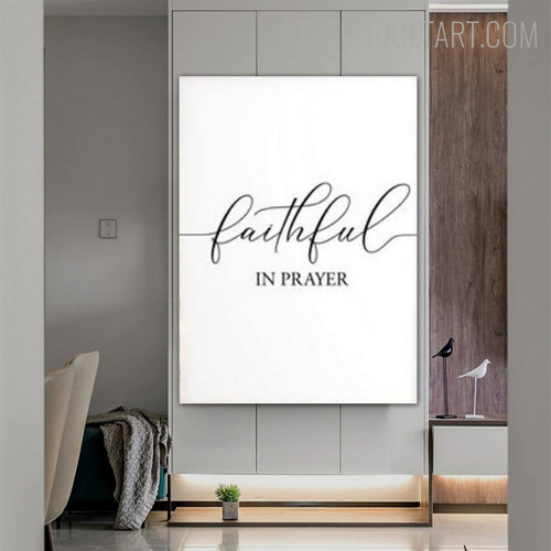 Faithful Typography Quotes Modern Painting Image Canvas Print for Room Wall Décor