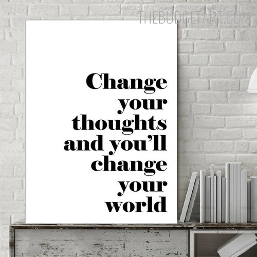 Your Thoughts Typography Quotes Modern Painting Image Canvas Print for Room Wall Décor