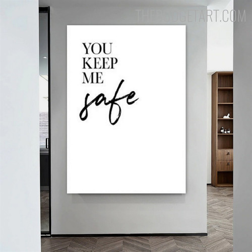 Safe Typography Quotes Contemporary Painting Pic Canvas Print for Room Wall Trimming 