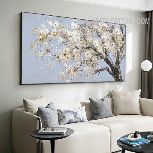 Blossoms Sapling Botanical Handmade Contemporary Texture Canvas Art for Room Wall Onlay