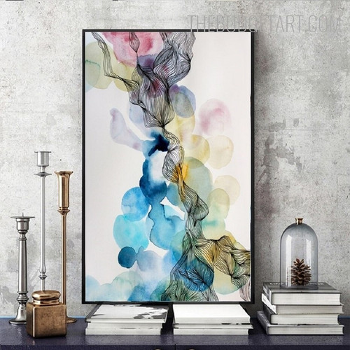 Smudged Abstract Watercolor Modern Painting Picture Canvas Print for Room Wall Finery