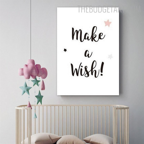 Wish Typography Quotes Modern Painting Image Canvas Print for Room Wall Embellishment