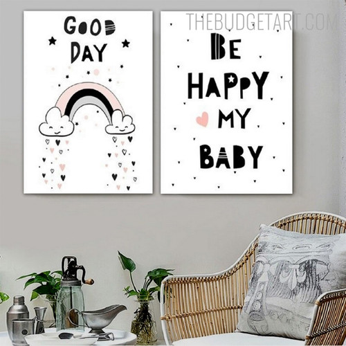 Baby Typography Quotes Modern Painting Picture Canvas Print for Room Wall Finery