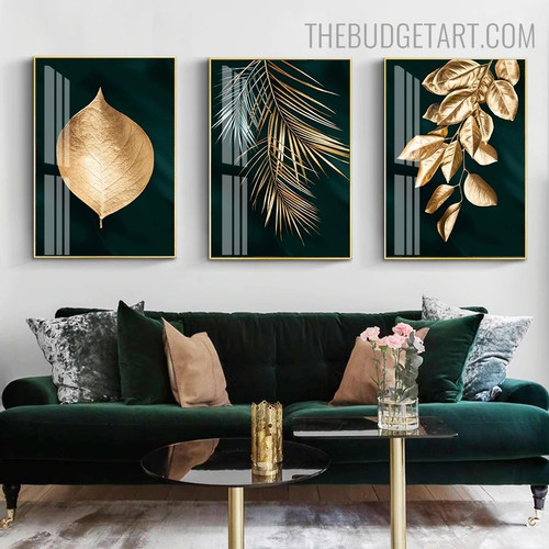 Sheeny Leaflets Abstract Nordic Portrayal Photo Canvas Print for Room Wall Drape
