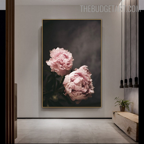 Two Peonies Floral Modern Portrayal Photo Canvas Print for Room Wall Decor