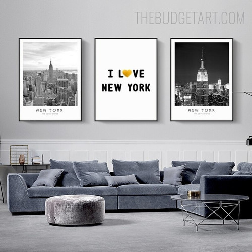 Love New York Typography Quotes Contemporary Painting Picture Canvas Print for Room Wall Illumination