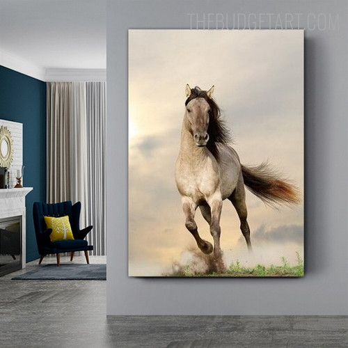 Grassland With Horse Animal Modern Painting Picture Canvas Print for Room Wall Outfit