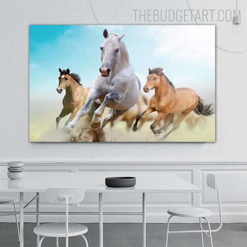 Horse Ground Run Animal Modern Painting Picture Canvas Print for Room Wall Garniture