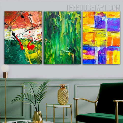 Multicolored Splodge Abstract Modern Painting Picture Canvas Print for Room Wall Arrangement