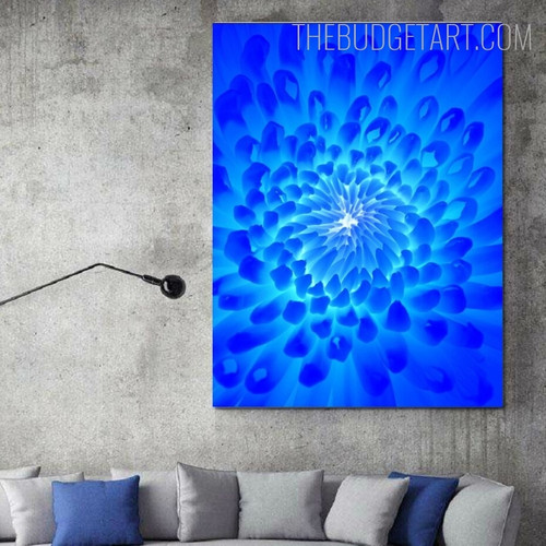 Indigo Chrysanthemum Flower Floral Contemporary Painting Picture Canvas Print for Room Wall Decoration