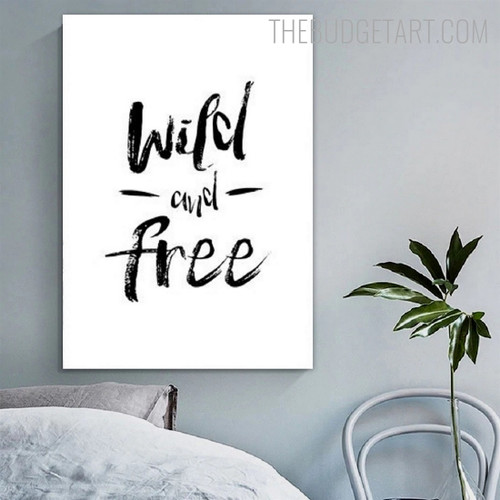 Wild Free Typography Quotes Contemporary Painting Picture Canvas Print for Room Wall Finery