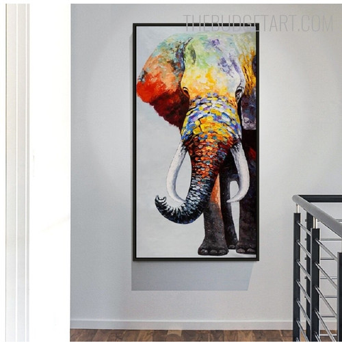 Colorful Elephant Animal Modern Painting Picture Canvas Print for Room Wall Trimming
