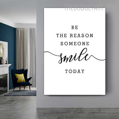 Be Smile Typography Quotes Contemporary Painting Picture Canvas Print for Room Wall Getup