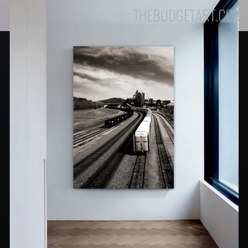 Train Landscape Modern Painting Picture Canvas Print for Room Wall Drape